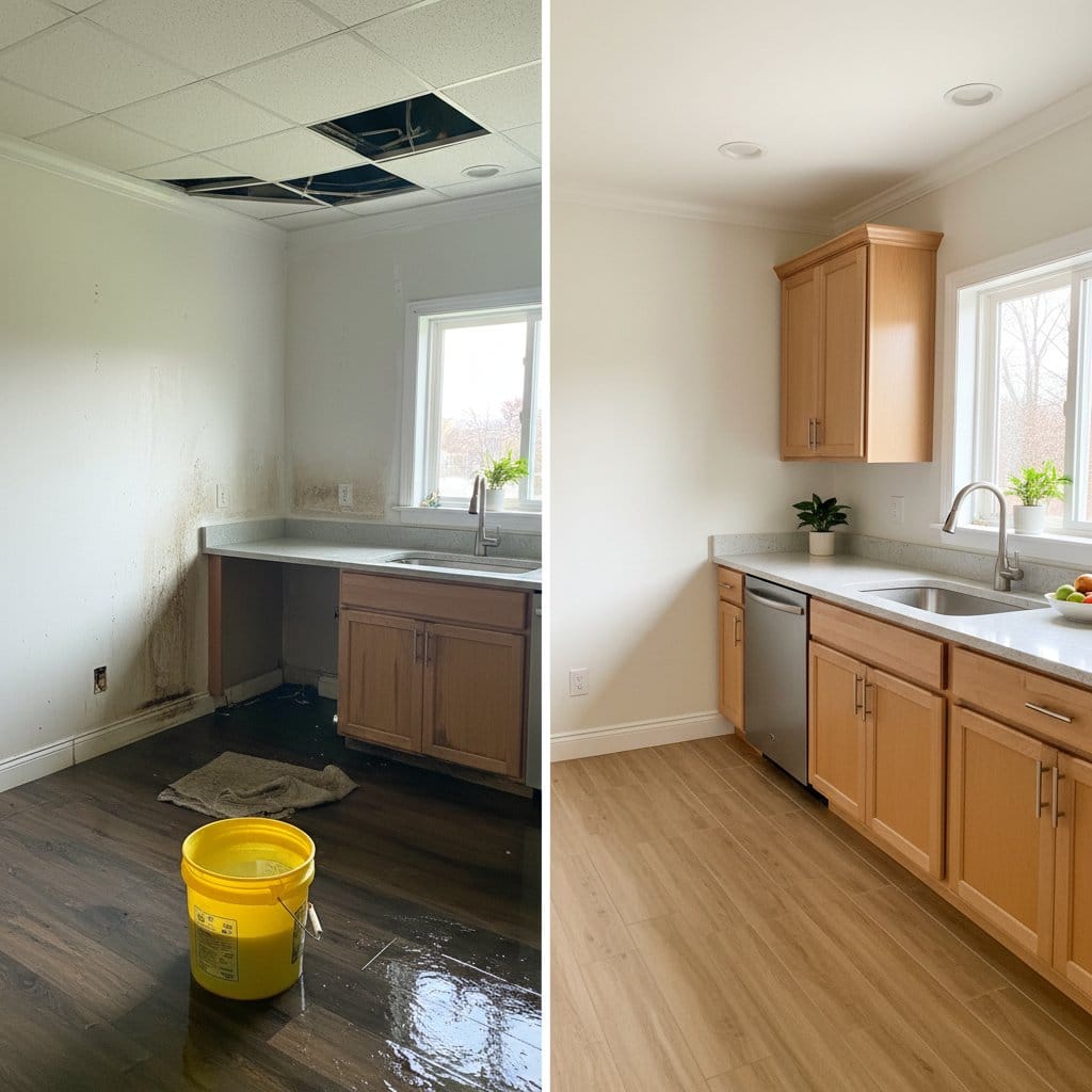 Water Damage Restoration restoration — home kitchen of colonial residence in Glen Rock, NJ