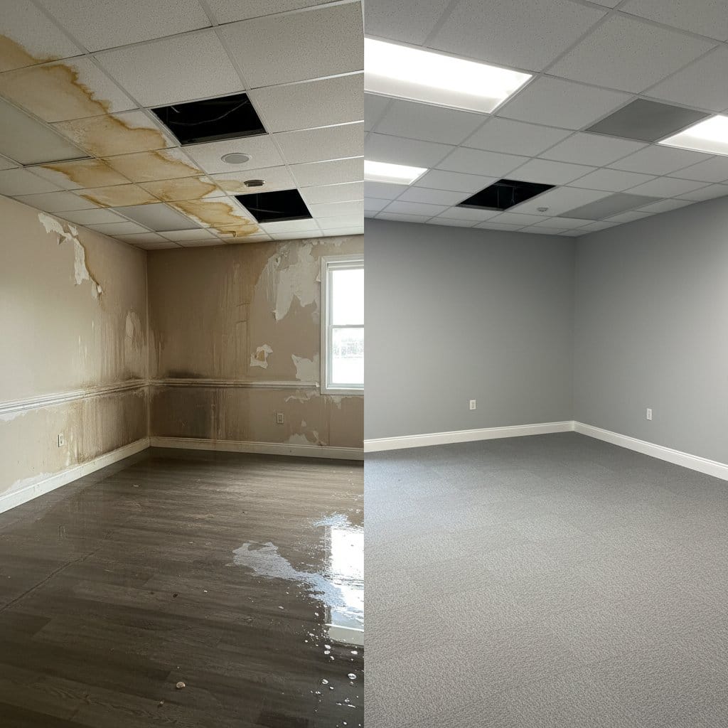 Structural Drying & Dehumidification restoration — commercial office space of commercial property in Glen Rock, NJ