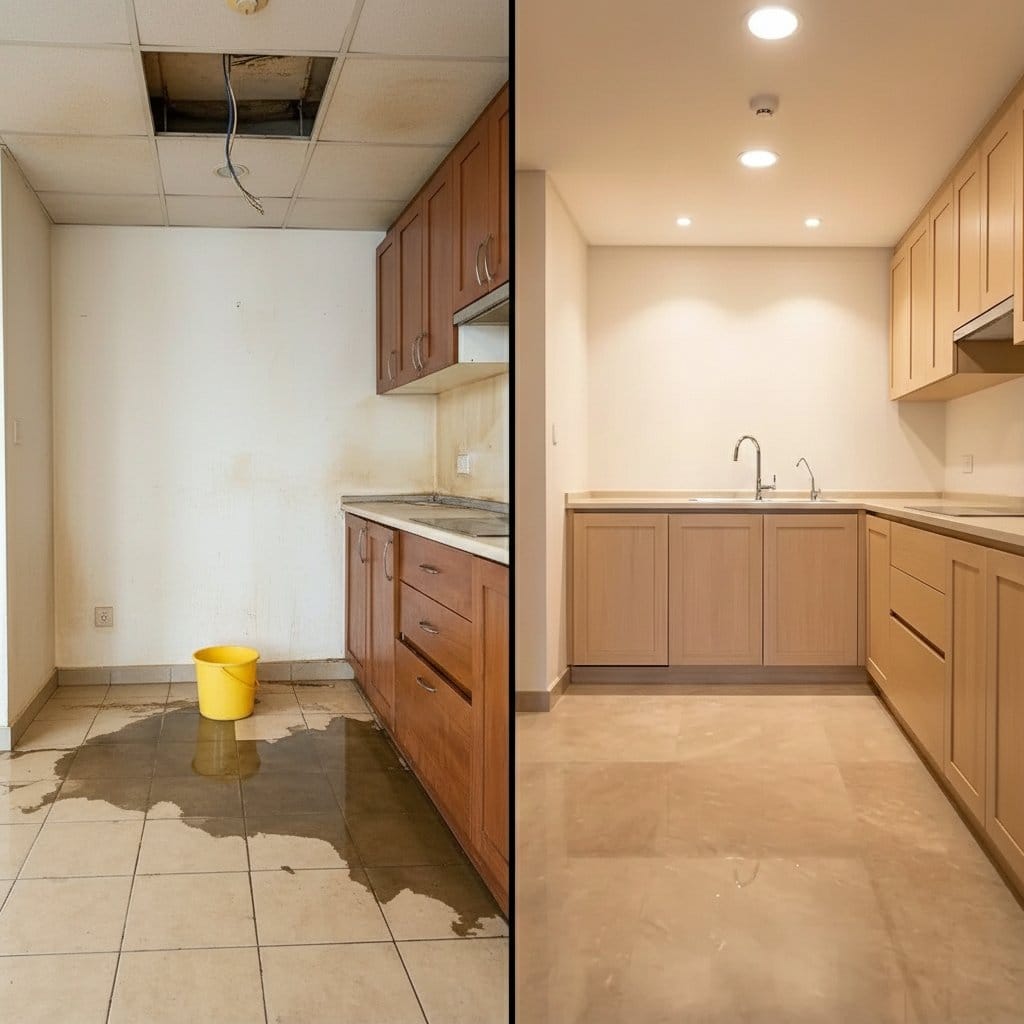 Mold Prevention After Water Damage restoration — home kitchen of bi-level home in Glen Rock, NJ